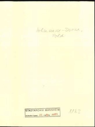 Hohenemser-Dorina, [Leopoldine Poldi ], München, an Wichert