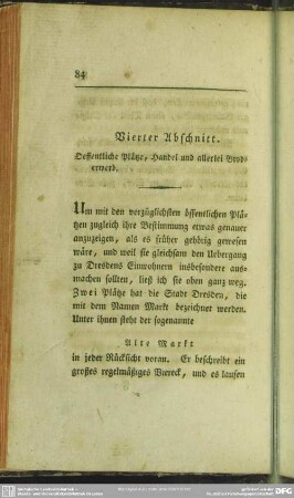 Vierter Abschnitt. Oeffentliche Plätze, Handel und allerlei Broderwerb