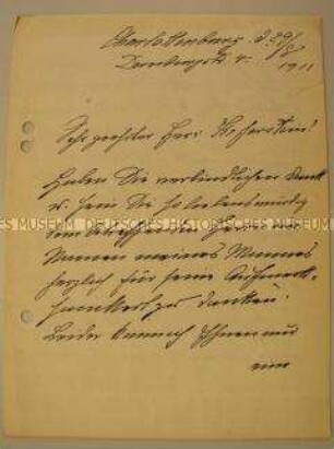 Brief von Charlotte von Liebermann an Herrn Keferstein über den Gesundheitszustand ihres Mannes