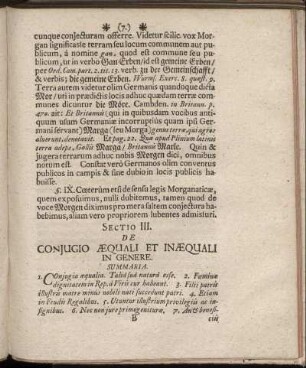 Sectio III. De Conjugio Æquali Et Inæquali In Genere.