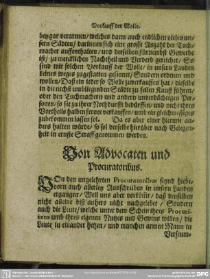 Von Advocaten und Procuratoribus