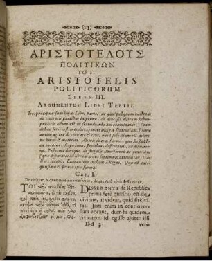 Aristotelis Politicorum Liber III.