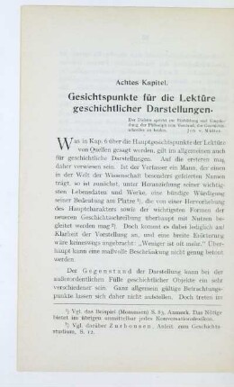 Achtes Kapitel. Gesichtspunkte für die Lektüre geschichtlicher Darstellungen