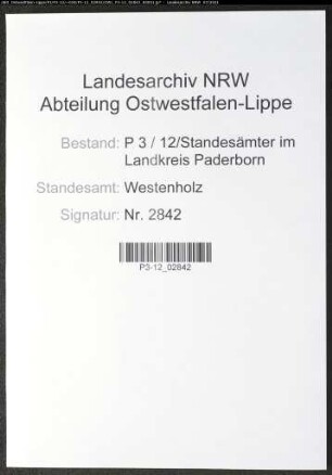 Sterberegister Standesamt Westenholz