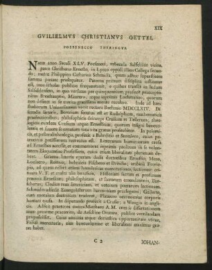 Guilielmus Christianus Oettel Poesenecco Thuringus.