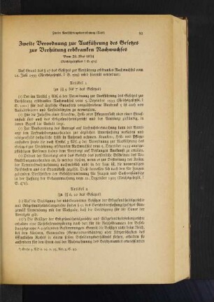 Zweite Verordnung zur Ausführung des Gesetzes zur Verhütung erbkranken NAchwuchses Vom 29. Mai 1934 (Reichsgesetznlatt I S. 475)