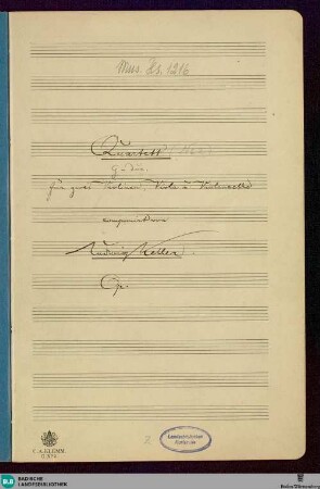 Quartets - Mus. Hs. 1216 : vl (2), vla, vlc; G
