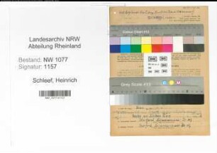 Entnazifizierung Heinrich Schleef , geb. 04.08.1919 (Bahnpolizist)