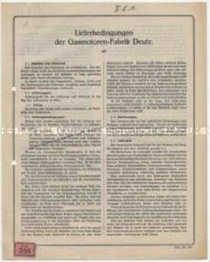 Lieferbedingungen der Gasmotoren-Fabrik