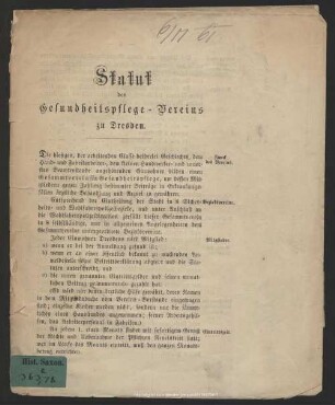 Statut des Gesundheitspflege-Vereins zu Dresden
