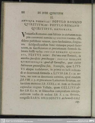 II. Antiqua Formula: Populo Romano Quiritium, Et: Populo Romano Quiritibus, Illustrata