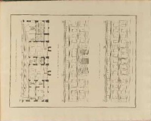 Illustration: Durchschnitt Nach Der Richtung E F Des Grundrisses. / Facade Der Westseite Des Schlosses. / Facade Der Ostseite Des Schlosses.