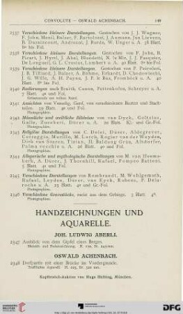 Handzeichnungen und Aquarelle (Nr. 2347-2785)
