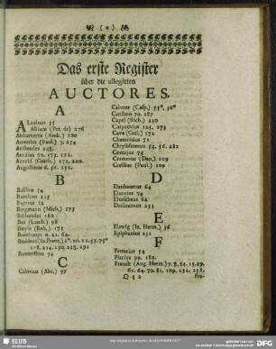 Das erste Register über die allegirten Auctores