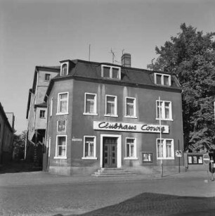 Coswig, Clubhaus : Coswig. Clubhaus (heute Börse Coswig), Ernst-Thälmann-Straße 29. Straßenansicht