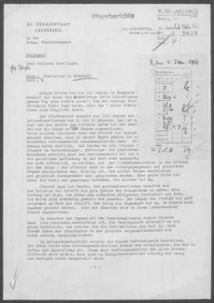 Wimsheim mit Schloss Obermönsheim und Lerchenhof: Visitationsbericht mit Pfarrbericht 1962