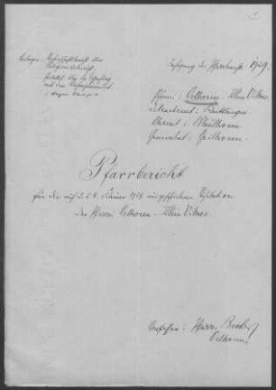 Ölbronn mit Kleinvillars: Pfarrbericht 1929