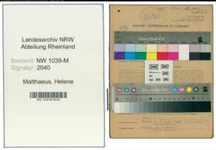 Entnazifizierung Helene Matthaeus , geb. 22.05.1896 (Angestellte)