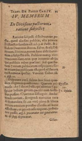 IV. Membrum De Divisione pactorum ratione subiecti?