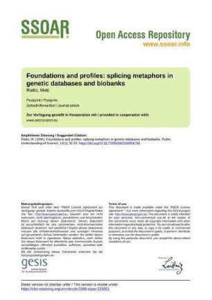 Foundations and profiles: splicing metaphors in genetic databases and biobanks
