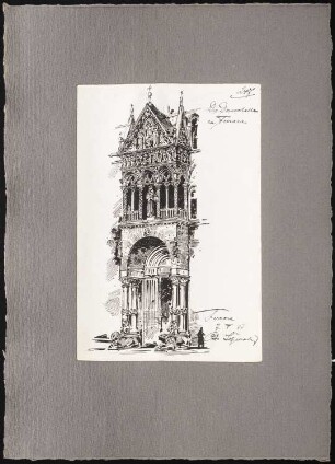 Reiseskizzen aus Italien: Ferrara: Dom San Giorgio (Perspektivische Ansicht Vorhalle)