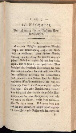 IV. Abschnitt. Vereinbarung der vorläufigen Vorbereitungen