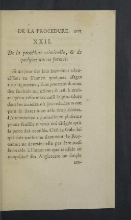 XXII. De la procédure criminelle, & de quelques autres formes.