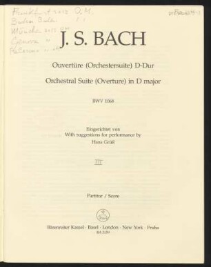 Ouvertüre (Orchestersuite) D-Dur : BWV 1068