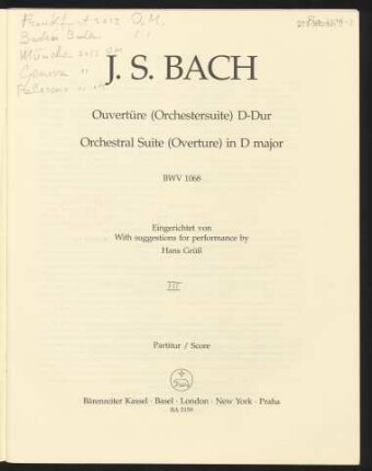 Ouvertüre (Orchestersuite) D-Dur : BWV 1068