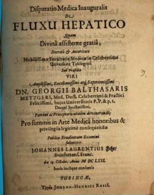 Disp. med. inaug. de fluxu hepatico