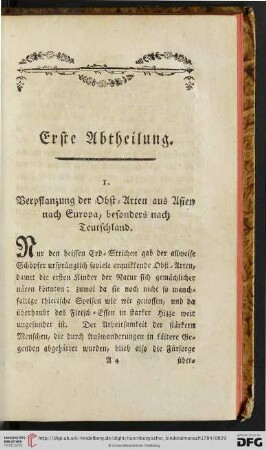 Erste Abtheilung