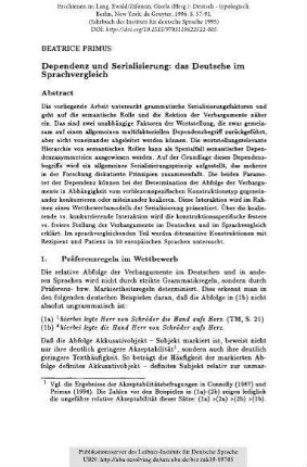 Dependenz und Serialisierung: das Deutsche im Sprachvergleich