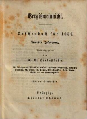 Vergißmeinnicht : Taschenbuch, 4. 1850