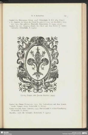 Das grosse Symbol der Erben des Jacob Giunta, mit Lilie in reicher Cartouche