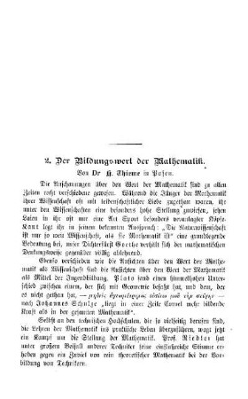 Der Bildungswert der Mathematik
