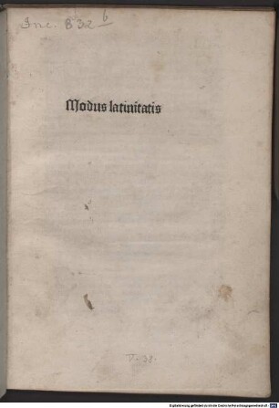 Modus latinitatis : Mit Regulae de arte dicendi