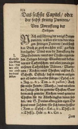 Das sechste Capitel ... Von Anruffung der Heiligen.