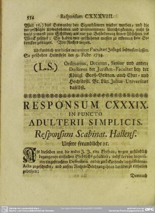 Responsum CXXXIX. In Puncto Adulterii Simplicis