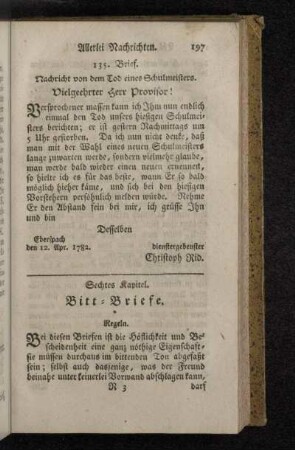 Sechstes Kapitel. Bitt-Briefe.