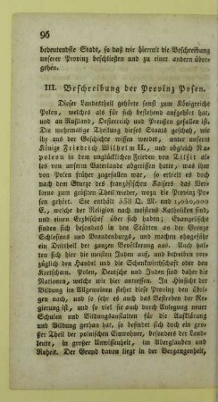 III. Beschreibung der Provinz Posen