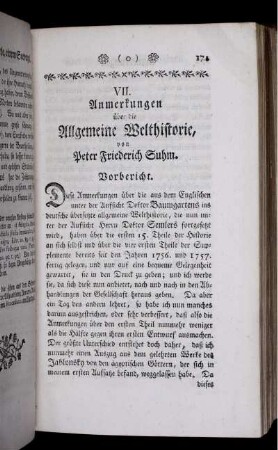 VII. Anmerkungen über die Allgemeine Welthistorie
