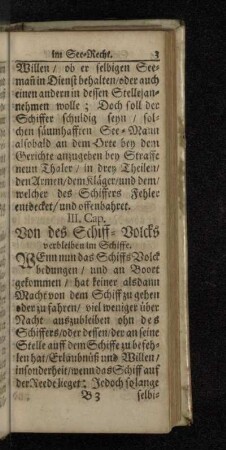 III. Cap. Von des Schiff-Volcks verbleiben im Schiffe.