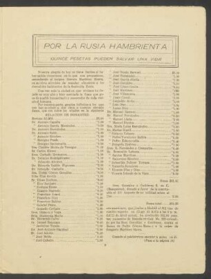 Por la Rusia hambrienta : ¡Quince pesetas pueden salvar una vida!