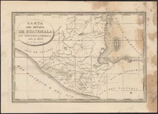 Carta Del Estado De Guatemala En Centro-America