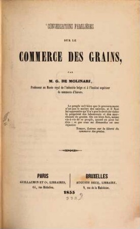 Conversations familières sur le commerce des grains