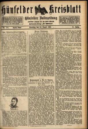Zweite Ausgabe vom Samstag, den 22. August 1925.
