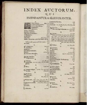 Index Auctorum, Qui Emendantur & Illustrantur.