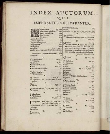 Index Auctorum, Qui Emendantur & Illustrantur.