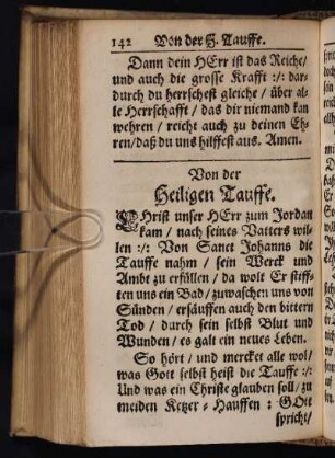 Von der Heiligen Tauffe.