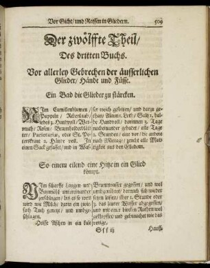 Der zwölffte Theil, Des dritten Buchs. Vor allerley Gebrechen der äusserlichen Glieder, Hände und Füsse.
